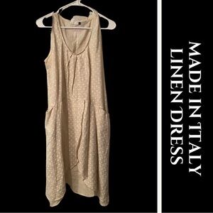 Made in Italy Linen Polka Dot Tunic Dress